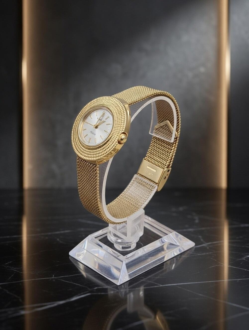 Vtg Timex Electric Domed Watch Women 31mm Gold Tone Adj Band Parts Only